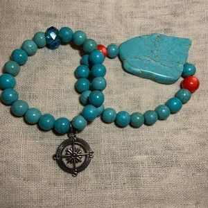 2 blue bracelet stack